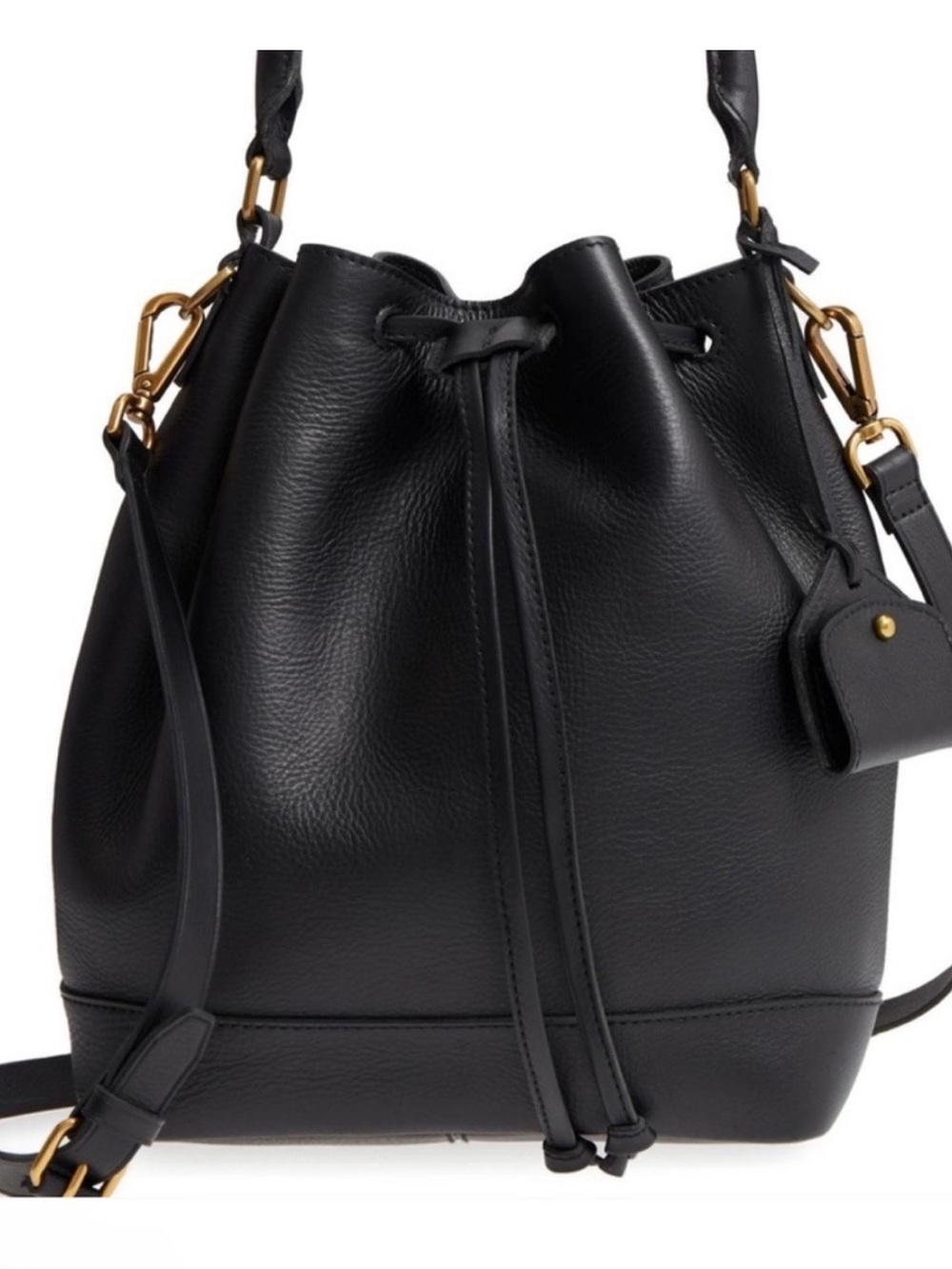 Madewell Black Leather Bucket Bag